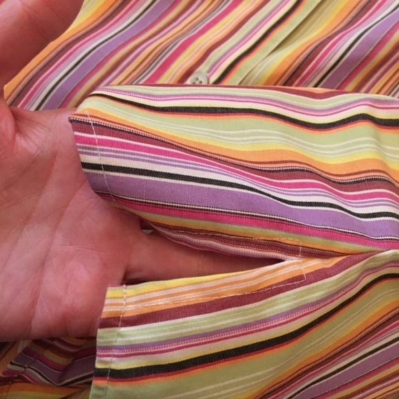 Foxcroft Multicolored Striped Button Down Collared Shirt Women's Plus Size 16 - Picture 10 of 12